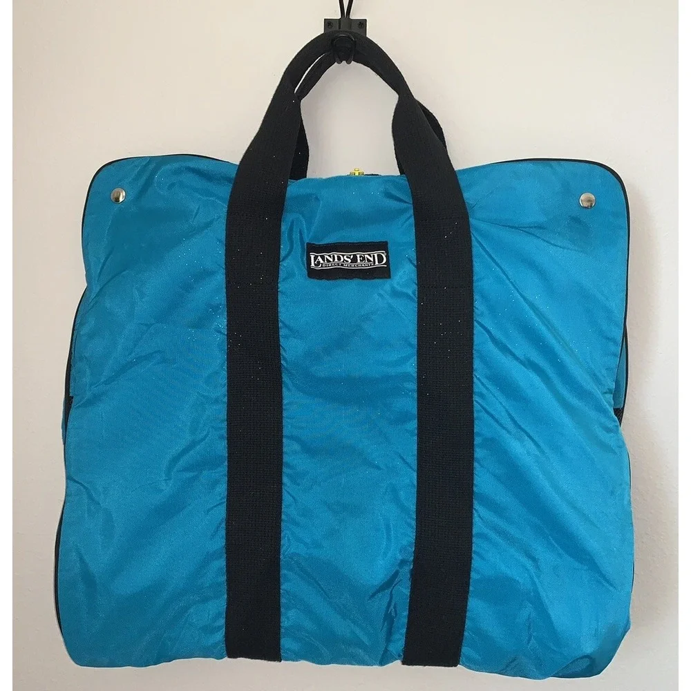 Lands End Garment Bag Turquoise/Yellow/Black